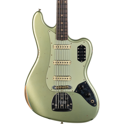 Fender Custom Shop B5 66 Bass VI Relic - Super Faded Aged Sage Green Metallic