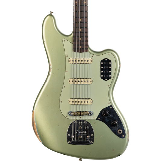Fender Custom Shop B5 66 Bass VI Relic - Super Faded Aged Sage Green Metallic