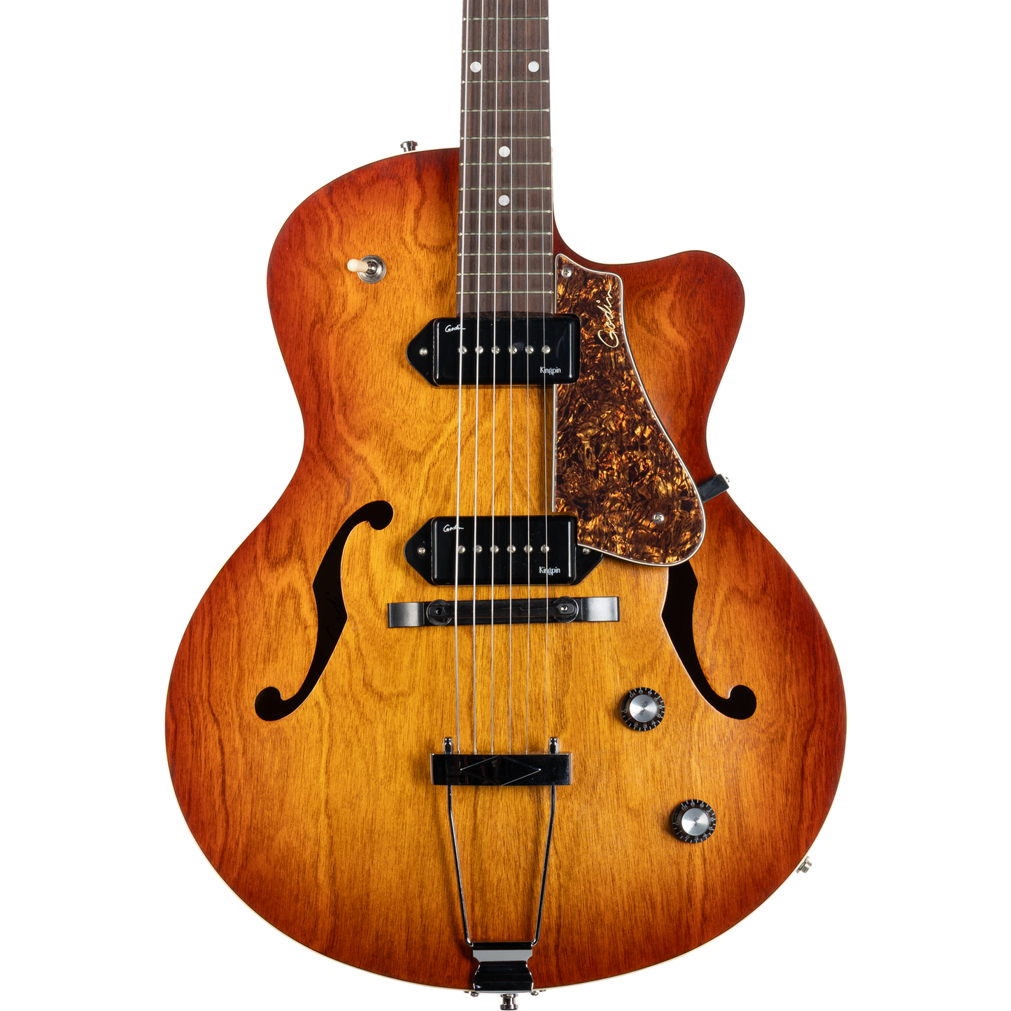 Godin 5th Avenue CW Kingpin II P90 Hollow Body Electric Guitar - Cognac Burst