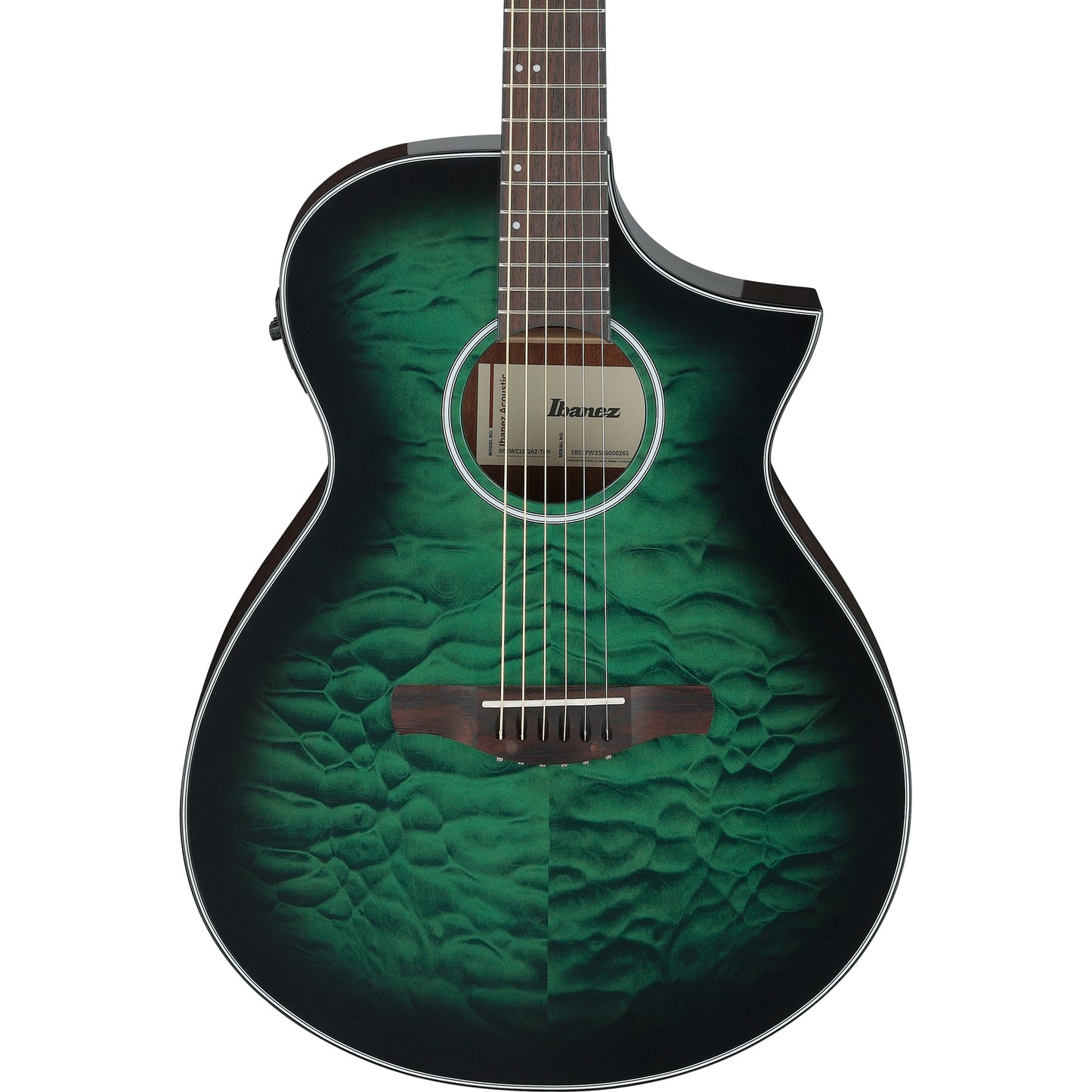 Ibanez AEWC16QA AEWC Acoustic Electric Guitar - Transparent Emerald Burst