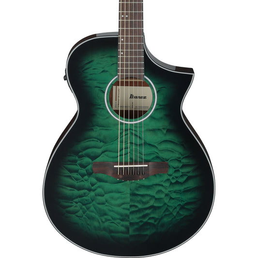 Ibanez AEWC16QA AEWC Acoustic Electric Guitar - Transparent Emerald Burst