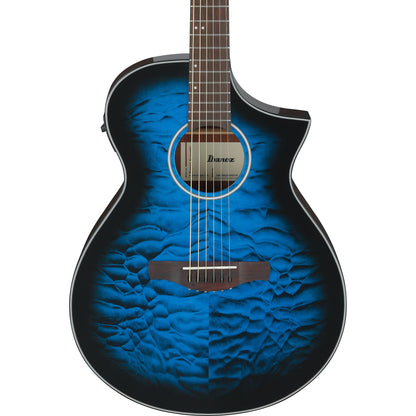 Ibanez AEWC16QA AEWC Acoustic Electric Guitar - Transparent Blue Sunburst