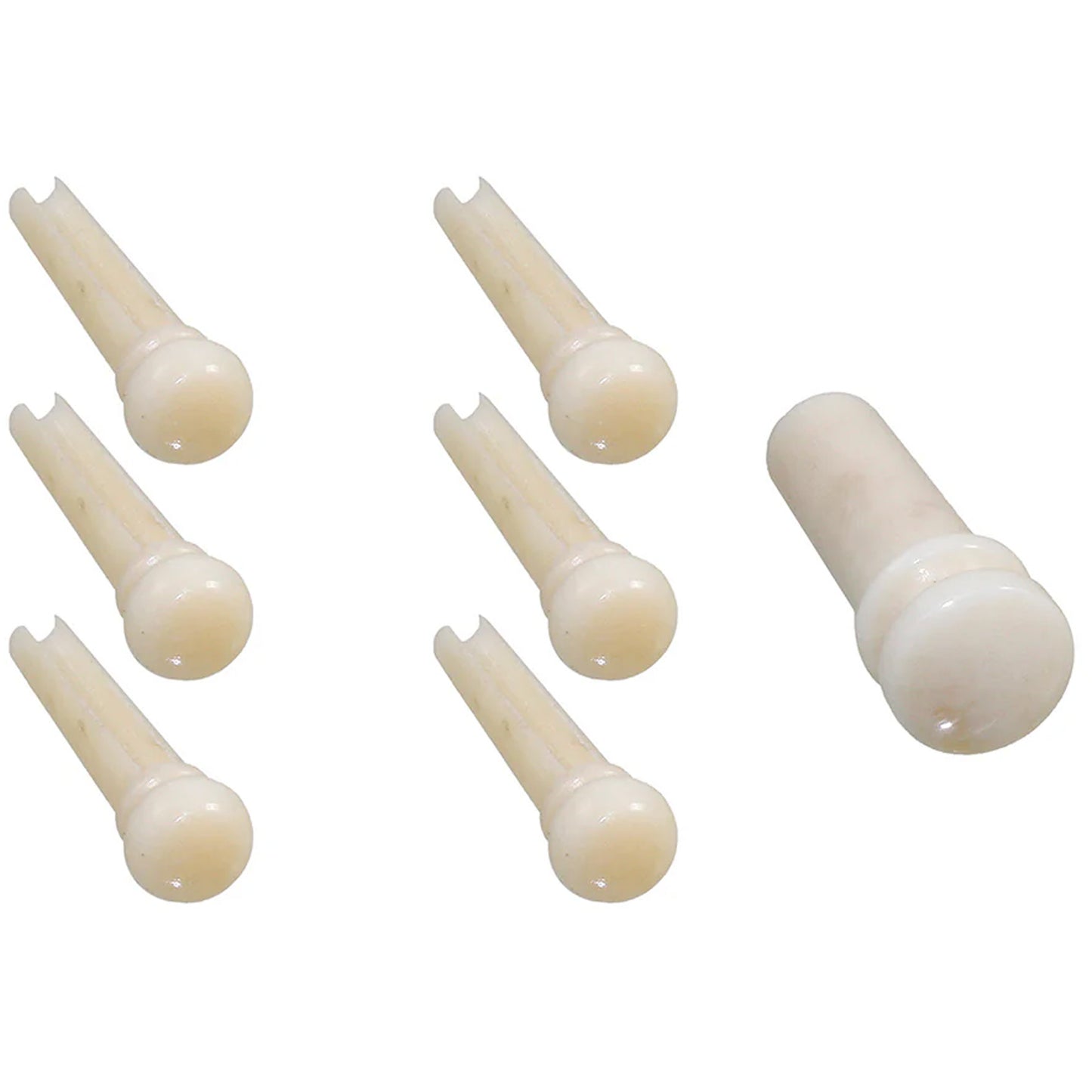 Allparts Bone Guitar Bridge Pin Set - Bone Pins Pearl Dots - 6 Pin w/ End Pin