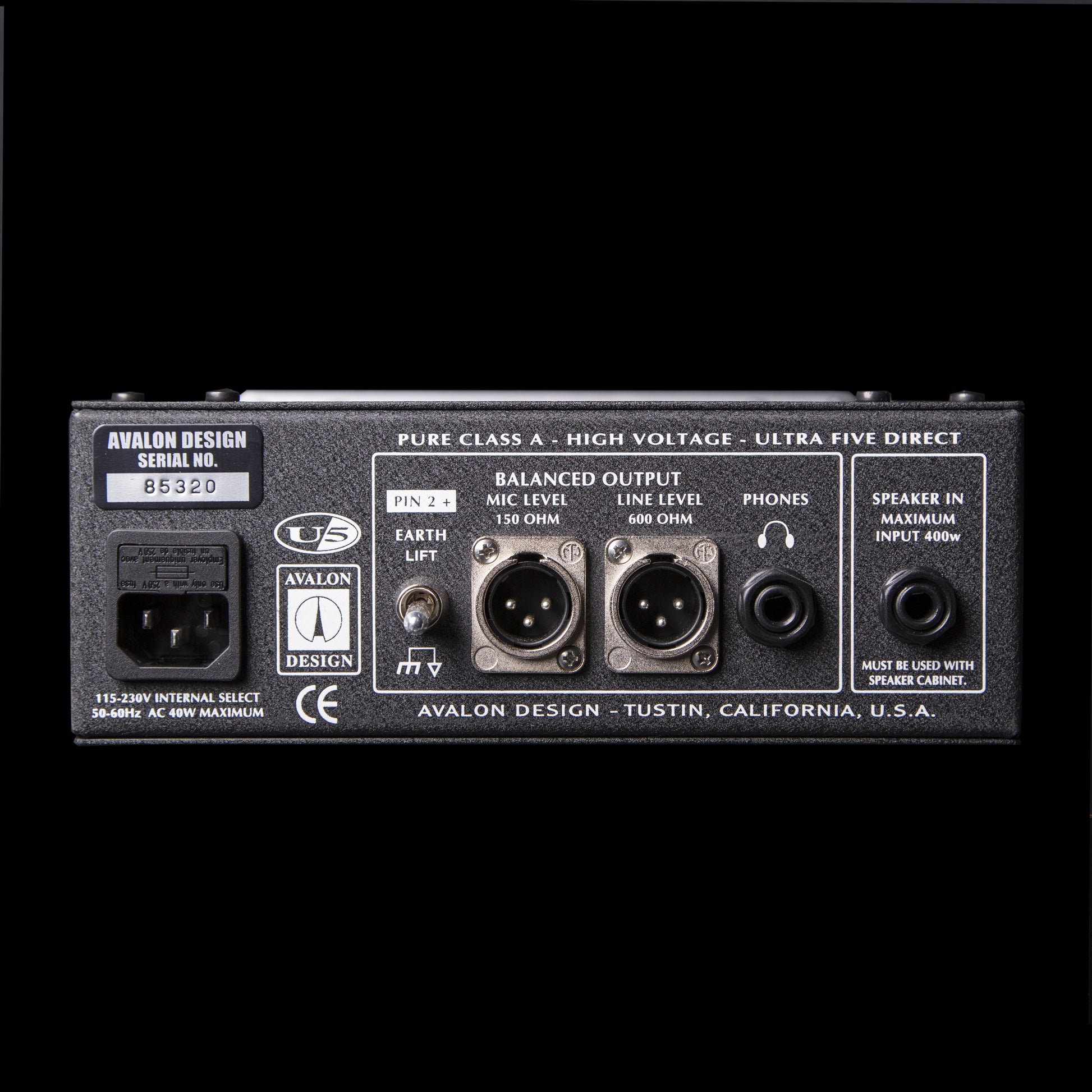 Avalon U5 SingleChannel High Voltage Instrument DI Preamp (C1014255) Alto Music