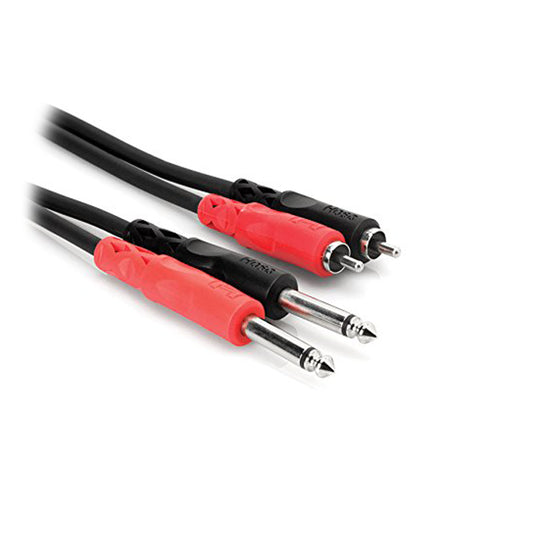 Hosa CPR-203 Dual 1/4"" TS to Dual RCA Stereo Interconnect Cable, 9.8 Feet