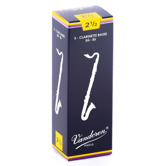 Vandoren Traditional Bass Clarinet Reeds, 5CT, 2.5 Strength
