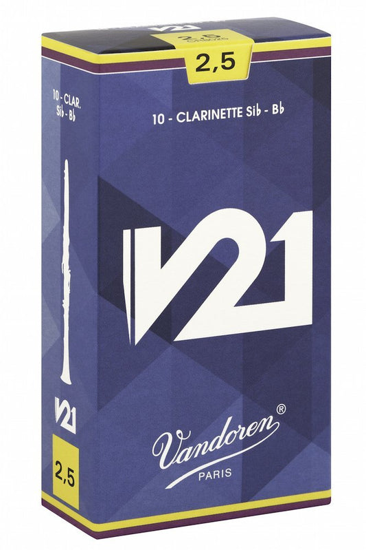 Vandoren V21 2.5 strength Clarinet reeds, 10 count