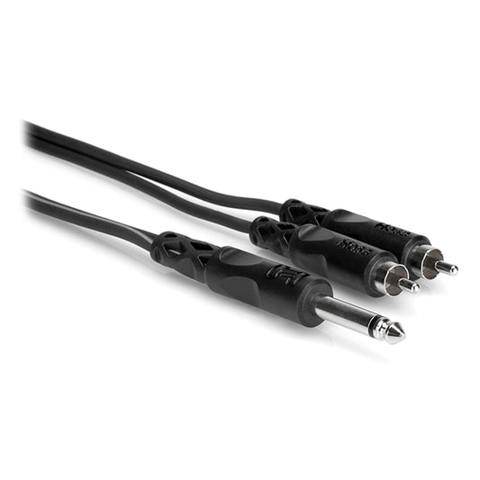 Hosa CYR-103 Y Cable, 1/4"" In TS to Dual RCA, 3m