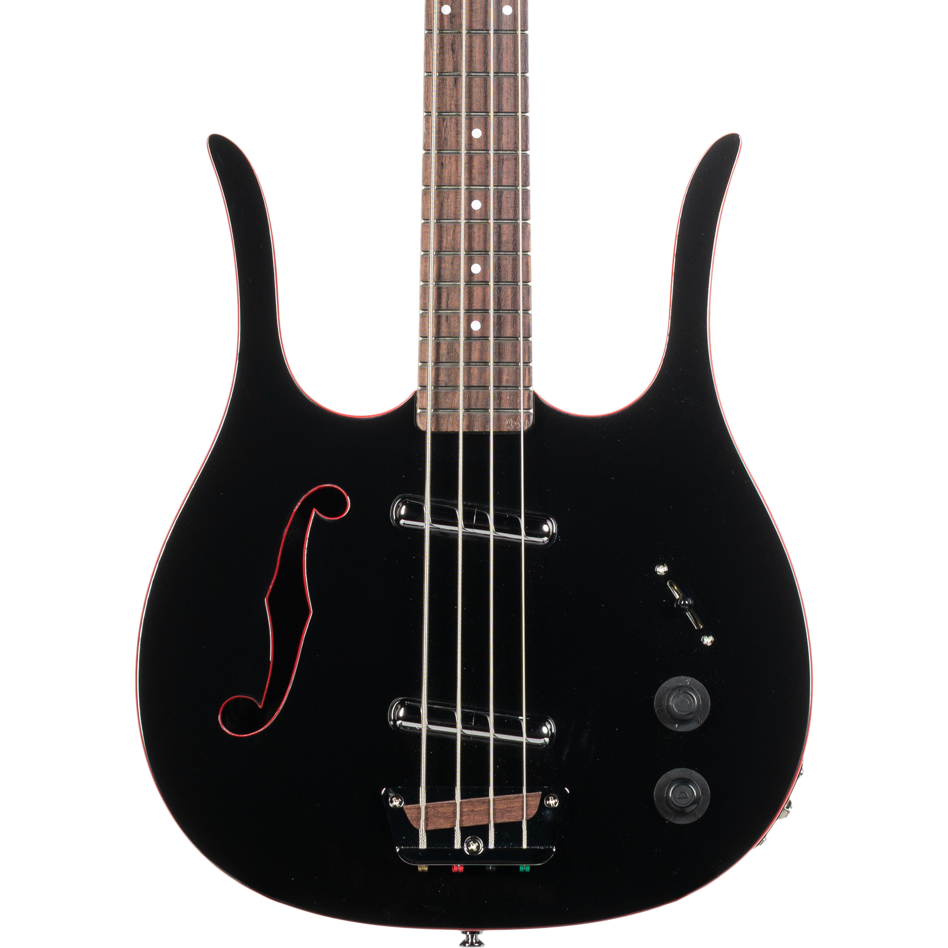 Danelectro 58 Longhorn 4 String Electric Bass - Black w/ Red