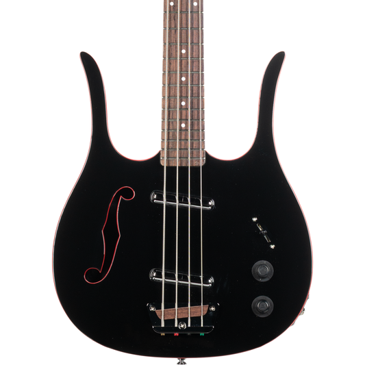Danelectro 58 Longhorn 4 String Electric Bass - Black w/ Red Binding