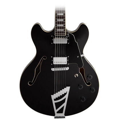 D'Angelico Premier Series DC Hollowbody Electric Guitar in Black w/ Gig Bag (DAPDCSBKCSCB)
