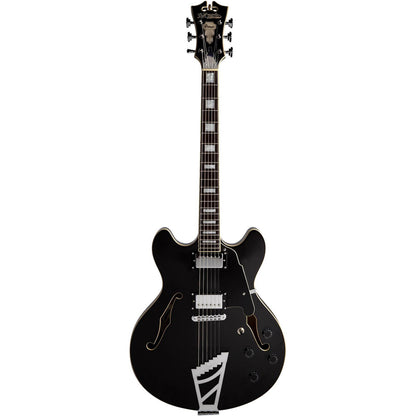 D'Angelico Premier Series DC Hollowbody Electric Guitar in Black w/ Gig Bag (DAPDCSBKCSCB)
