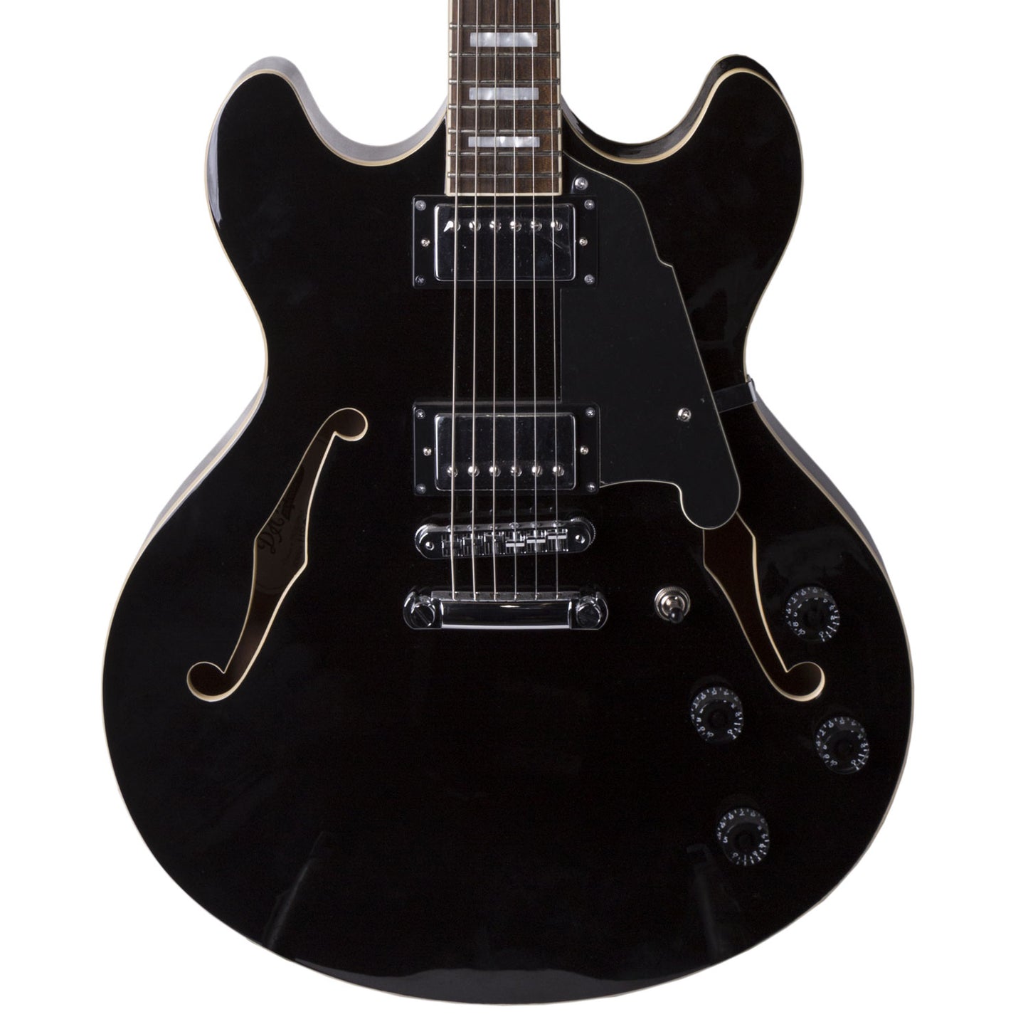 D'Angelico Premier Series DC Hollowbody Electric Guitar in Black w/ Gig Bag (DAPDCSBKCSCB)