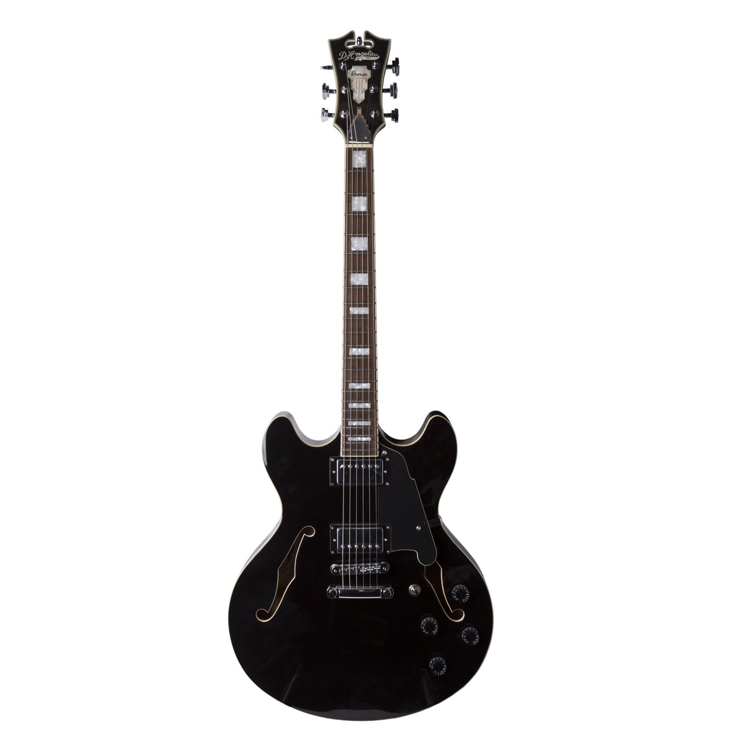 D'Angelico Premier Series DC Hollowbody Electric Guitar in Black w/ Gig Bag (DAPDCSBKCSCB)