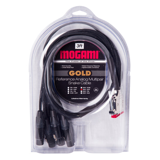 Mogami Gold DB25-XLR Female-3ft Custom Cable, 8-Channel DB25 to XLR Female, 3ft