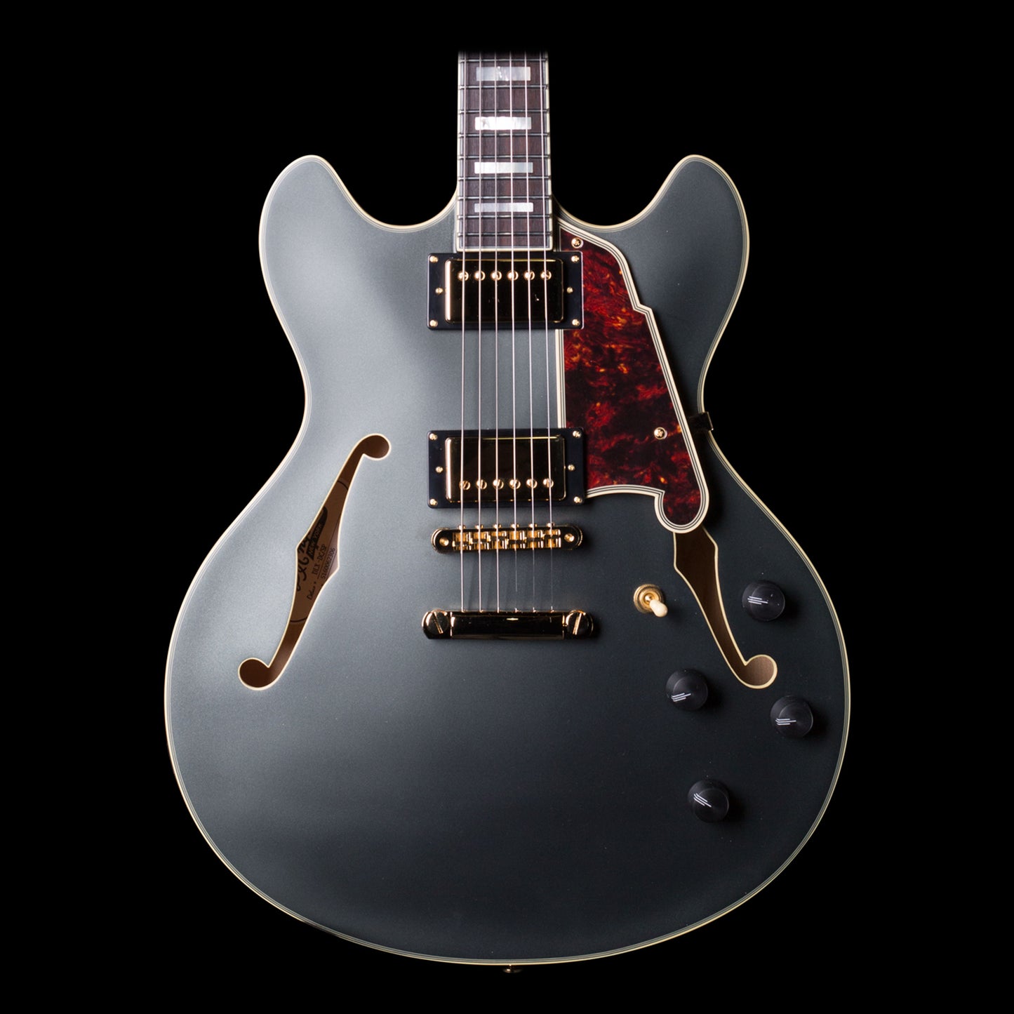 DAngelico EX-DC Deluxe Doublecut Semi-Hollow Midnight Matte Stoptail w/ Case (DCMMNGSCB)