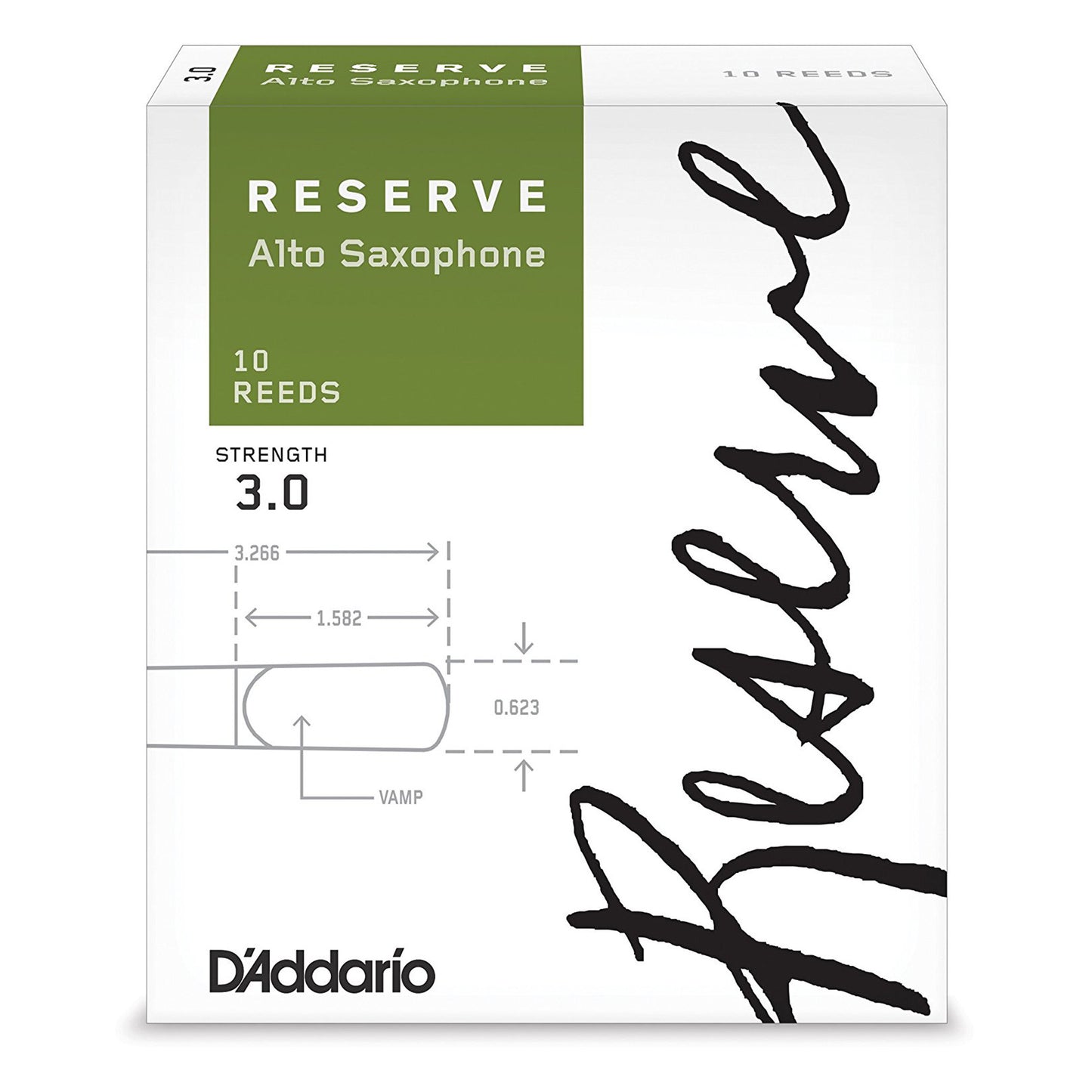 D'Addario Reserve Alto Saxophone Reeds, Strength 3.0, 10-pack
