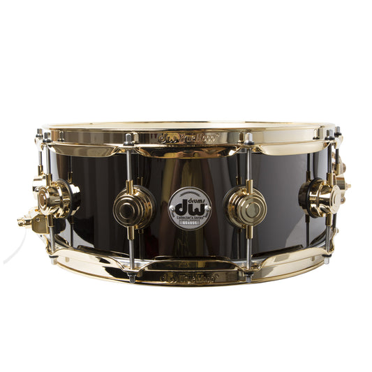 Drum Workshop 5.5x14 Snare Drum Black Nickel Over Brass w/ Gold Hardware