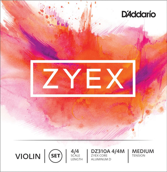 D’Addario Zyex Violin 4/4 Size Medium Tension Strings Set