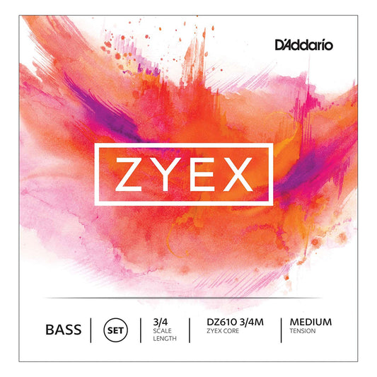 D'Addario Zyex Bass String Set, 3/4 Scale, Medium Tension