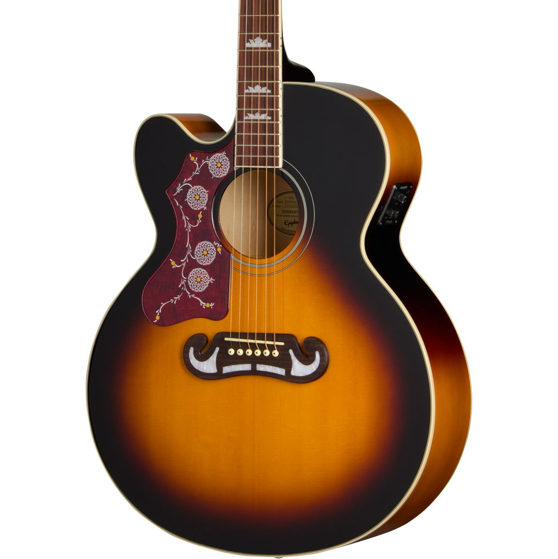 Epiphone J-200 Studio EC Left Handed Acoustic Electric Guitar - Vintage Sunburst