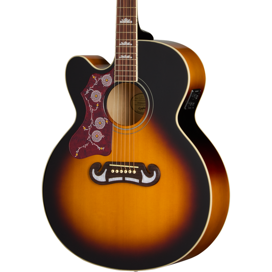 Epiphone J-200 Studio EC Left Handed Acoustic Electric Guitar - Vintage Sunburst