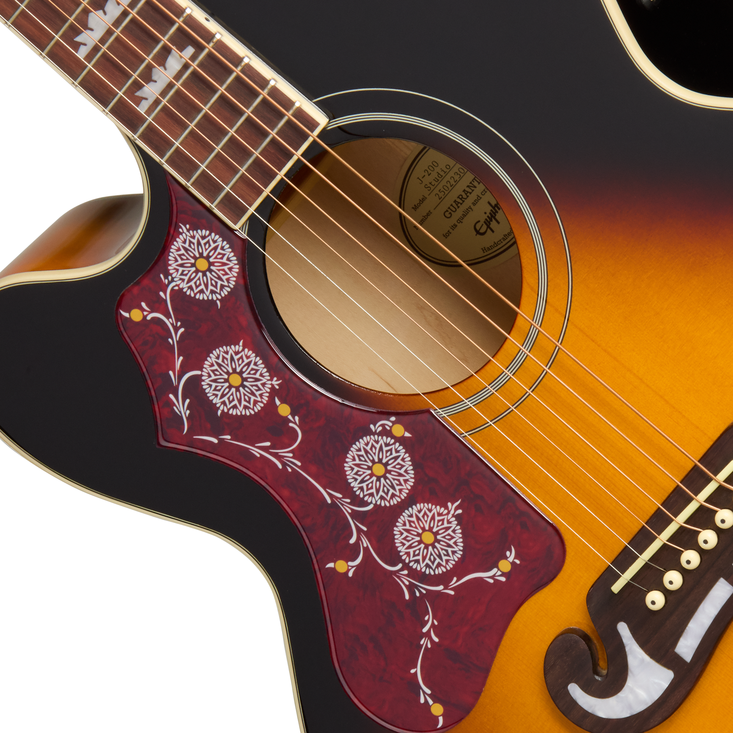 Epiphone J-200 Studio EC Left Handed Acoustic Electric Guitar - Vintage Sunburst