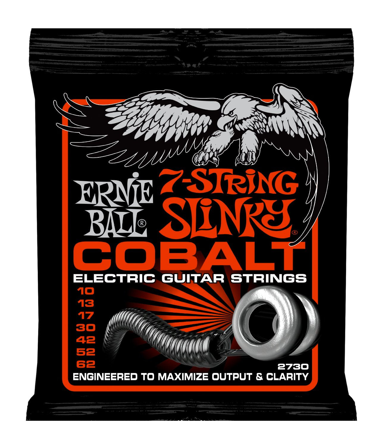 Ernie Ball 2730 Cobalt Skinny Top Heavy Bottom 7 String Guitar Strings 10-62