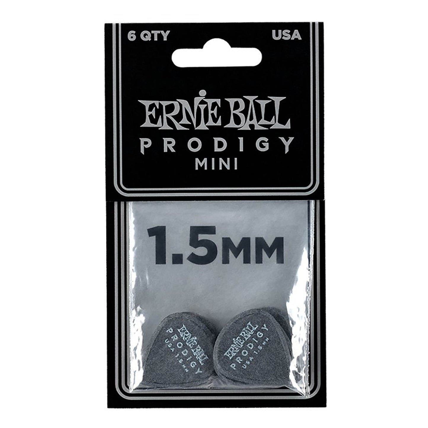 Ernie Ball Prodigy Black 3s Mini 1.5mm Guitar Picks - 6-Pack