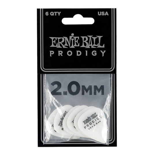 Ernie Ball Prodigy White 1s Standard 2.0mm Guitar Picks - 6-Pack