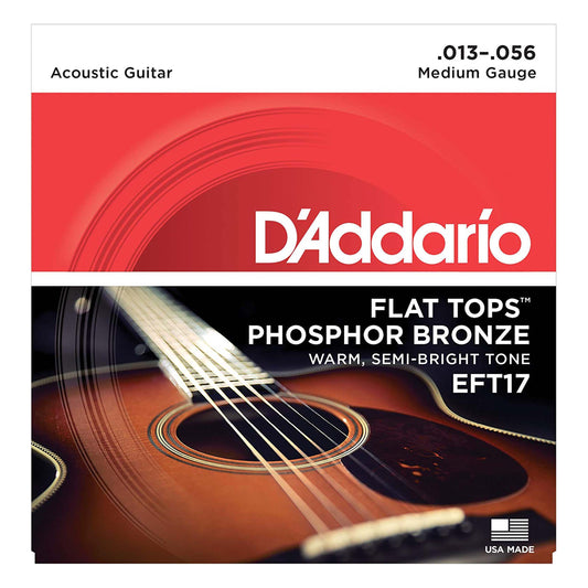 D'Addario EFT17 Flat Tops Phosphor Bronze Acoustic Guitar Strings, 13-56