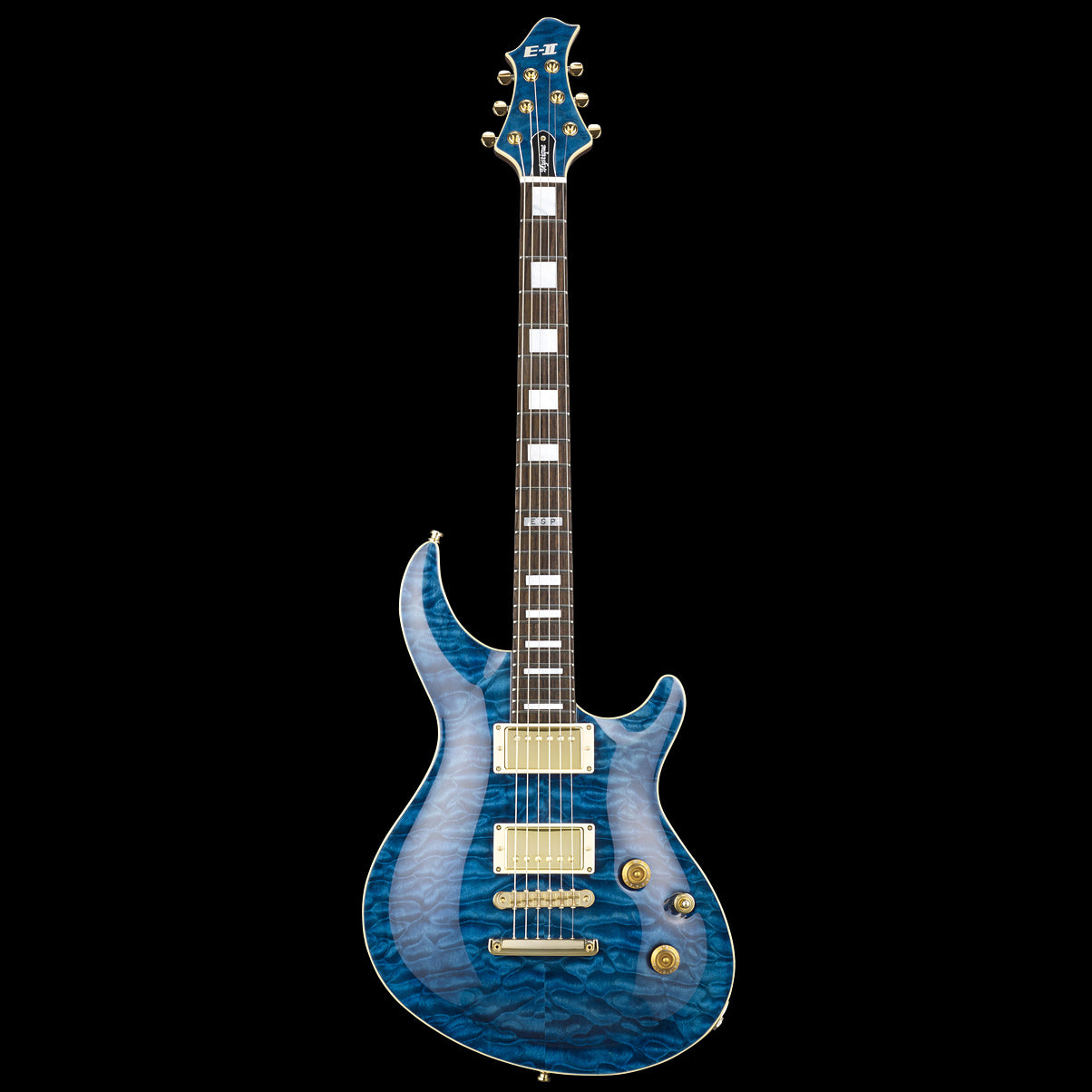 ESP E-II Mystique Electric Guitar Marine Blue Quilted Maple w/ Case (EIIMYSTQMNTMARBL)