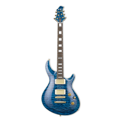 ESP E-II Mystique Electric Guitar Marine Blue Quilted Maple w/ Case (EIIMYSTQMNTMARBL)