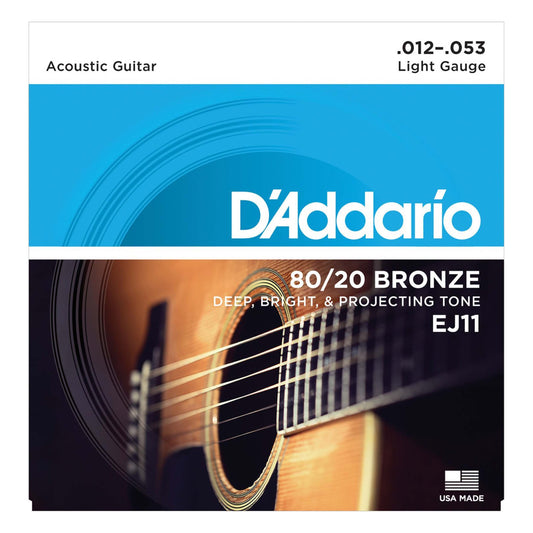 D'Addario EJ11 80/20 Bronze Light Acoustic Guitar Strings Set