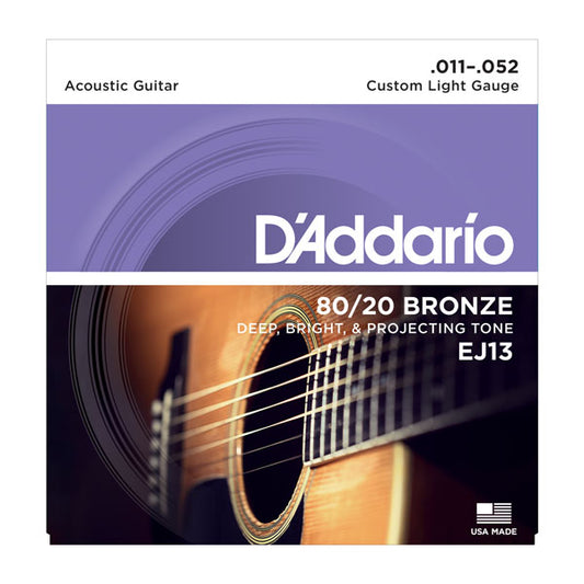 D’addario Ej13 80/20 Bronze light acoustic guitar strings .11-52