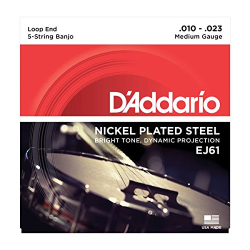 D'Addario EJ61 Nickel 5-String Banjo Strings, Medium, 10-23 (EJ61)