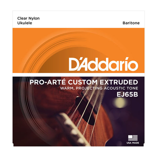DAddario EJ65b baritone ukulele custom extruded clear nylon/silver