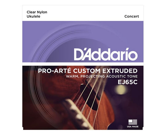 D’addario Ej65C Set UKULELE CONCERT Custom Extruded Clear Nylon