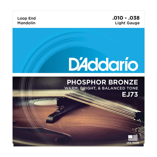 D’addario EJ73 Mandolin Strings, Phosphor Bronze, Light, 10-38