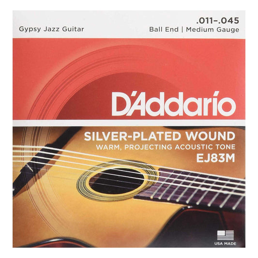 D'Addario EJ83M Gypsy Jazz Acoustic Guitar Strings, Ball End, Medium, 11-45