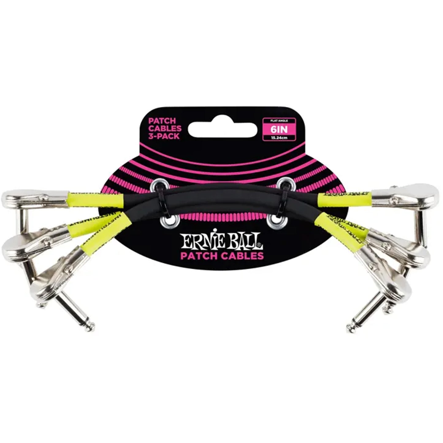 Ernie Ball Right Angle to Right Angle Pedalboard Flat Patch Cable - 6 inch Black