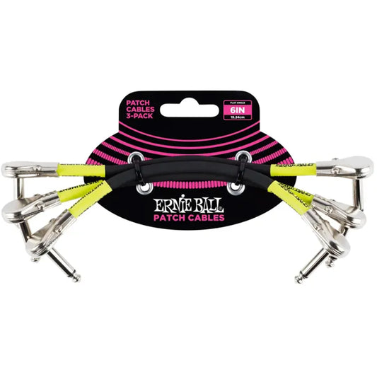 Ernie Ball Right Angle to Right Angle Pedalboard Flat Patch Cable - 6 inch Black