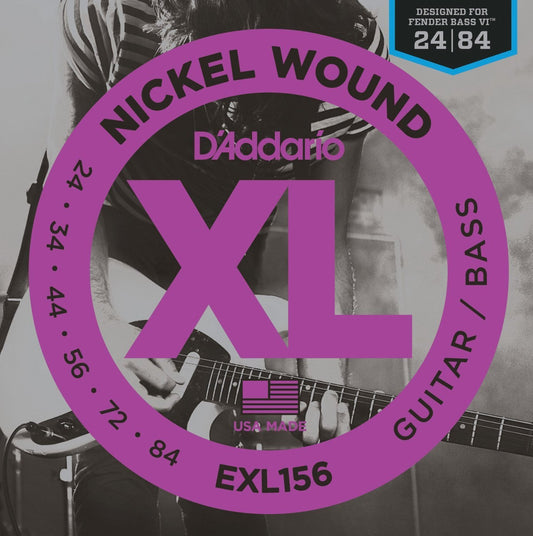 D'Addario EXL156 Nickel Wound Electric Guitar/Nickel Wound Bass Strings, 24-84