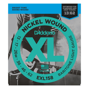 D'Addario EXL158 Nickel Wound Electric Guitar Strings, Baritone Light, 13-62