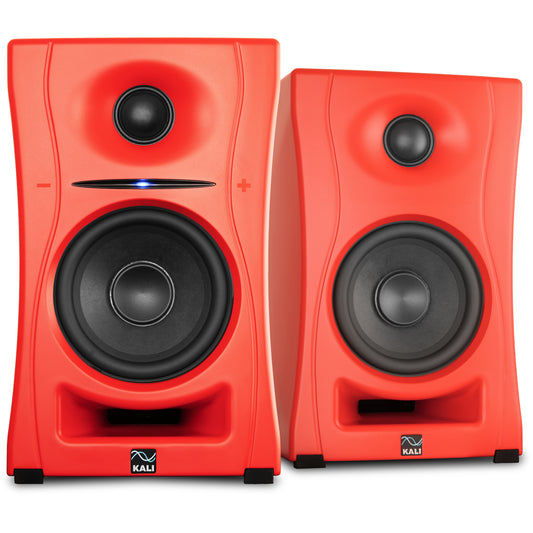 KALI AUDIO LP-UNF-R 4” Ultra Nearfield Powered Monitor System w/Bluetooth - Boundary Compensation EQ Settings - for Mixing, Recording, Audio Production - USB-C, TRS, RCA Inputs Red (Pair)