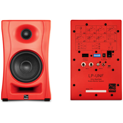 KALI AUDIO LP-UNF-R 4” Ultra Nearfield Powered Monitor System w/Bluetooth - Boundary Compensation EQ Settings - for Mixing, Recording, Audio Production - USB-C, TRS, RCA Inputs Red (Pair)