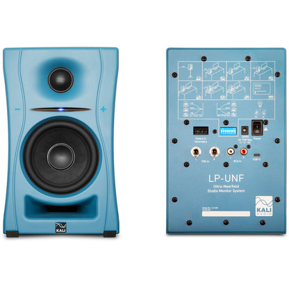 KALI AUDIO LP-UNF-B 4” Ultra Nearfield Powered Monitor System w/Bluetooth - Boundary Compensation EQ Settings - for Mixing, Recording, Audio Production - USB-C, TRS, RCA Inputs Blue (Pair)