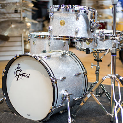 Gretsch GRNT184012 USA Custom 4 Piece Bop Shell Kit in Silver Sparkle (GRNT184012)