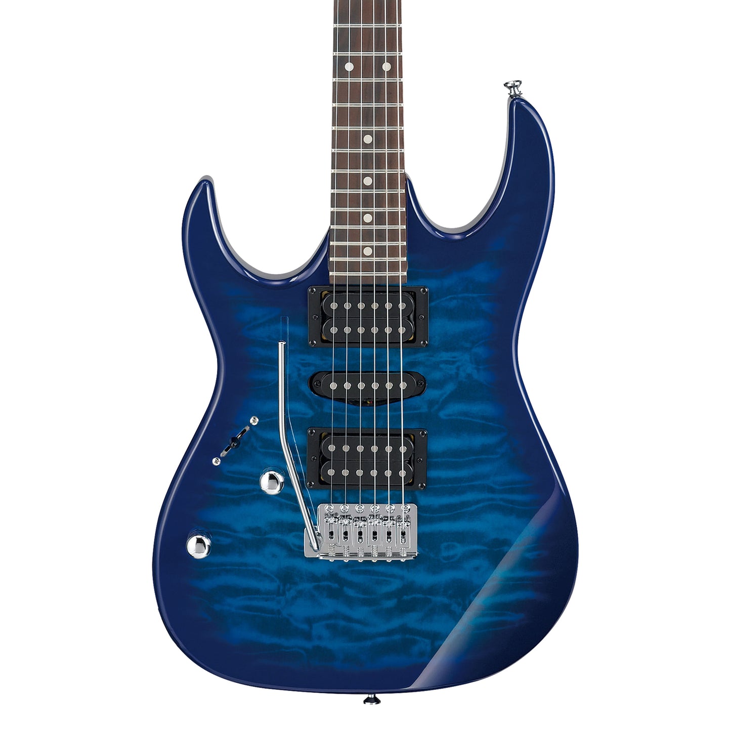 Ibanez GRX70QAL Left Handed 6-String Electric Guitar - Transparent Blue Burst