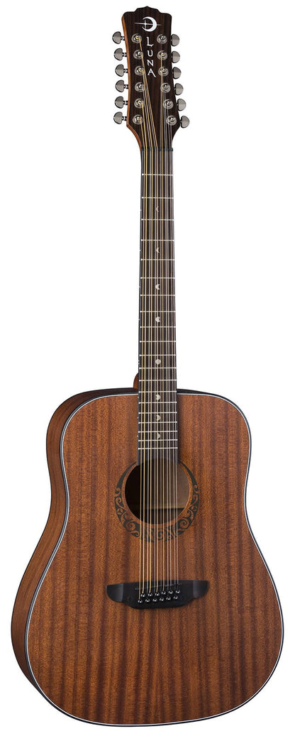 Luna Guitars Gypsy 12-String Dreadnought Mahogany Acoustic Guitar